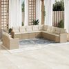 vidaXL Set Divani da Giardino 11 pz con Cuscini Beige in Polyrattan