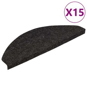 vidaXL Tappeti Adesivi per Scale 15 pz 56x17x3 cm Nero