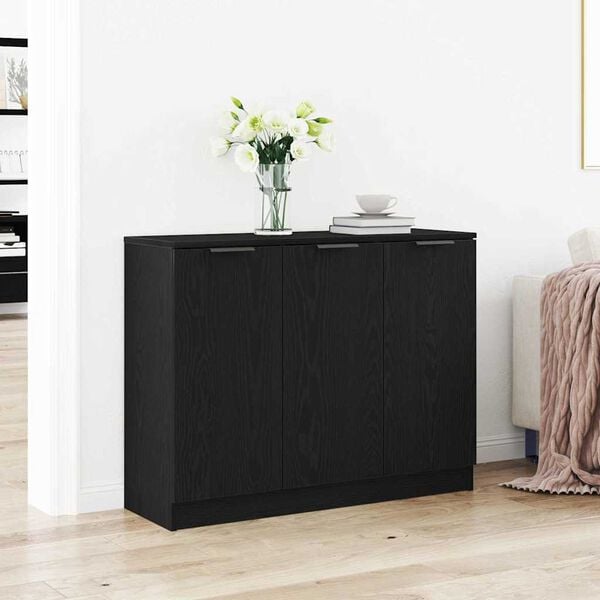 vidaXL Credenza Rovere Nero 90,5 x 30 x 70 cm Legno multistrato