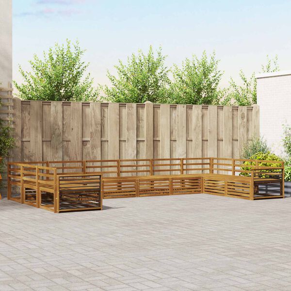 vidaXL Set divani 10 pcs Naturale Legno di Acacia Massello