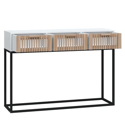 vidaXL Tavolino Consolle Bianco 105x30x75 cm Legno Multistrato e Ferro