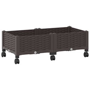 vidaXL Vaso da Giardino con Ruote Marrone 80 x 40 x 29 cm PP