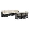 vidaXL Set Divano da Giardino 10 pcs Nero polyrattan