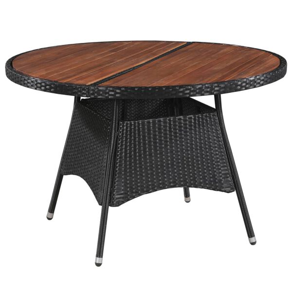 vidaXL Set da Pranzo da Giardino 7 pz in Polyrattan e Acacia Nero