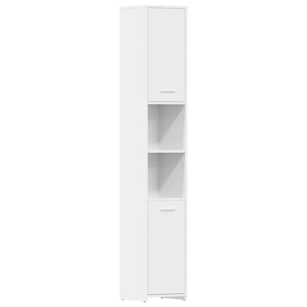 vidaXL Mobile da Bagno Bianco Lucido 30x30x183,5 cm Legno tecnico