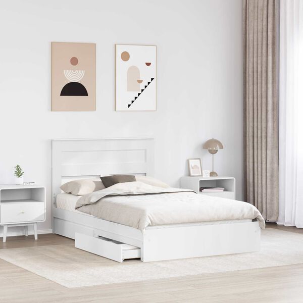 vidaXL Letto con Contenitore Bianco 120 x 190 cm Legno multistrato