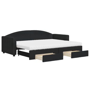vidaXL Divano Letto Estraibile con Cassetti Nero 80x200 cm in Tessuto