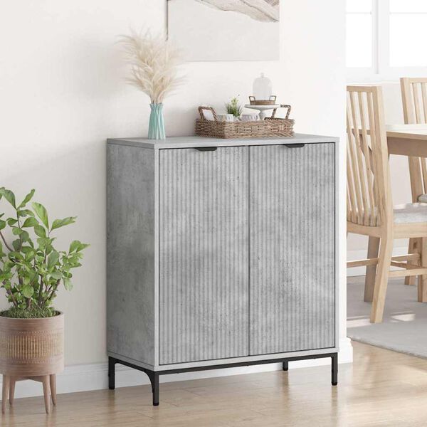 vidaXL Credenza Grigio cemento 69,5 x 33 x 82 cm Legno multistrato