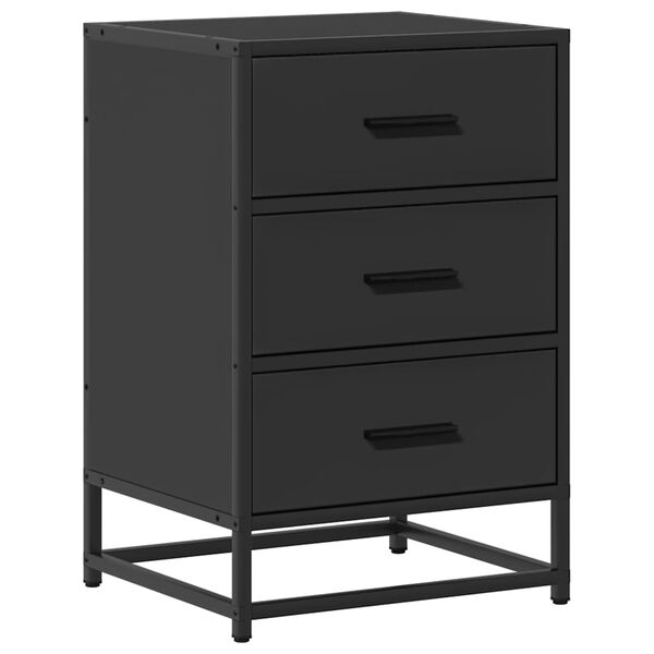 vidaXL Comodino Nero 40x34,5x60 cm Legno Multistrato e Metallo