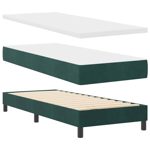 vidaXL Letto a molle con materasso Verde Scuro 200 x 80 cm Poliestere