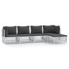 vidaXL Set Salotto da Giardino 5 pz con Cuscini in Acciaio Bianco