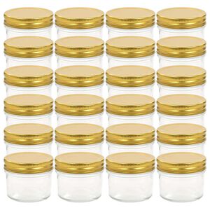 vidaXL Vaso per Marmellata in Vetro Coperchio Oro 24 pz 110 ml