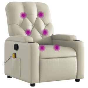 vidaXL Poltrona da Massaggiante Reclinabile Crema Similpelle