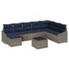 vidaXL Set Divano da Giardino 8 pcs Grigio e Blu Navy polyrattan
