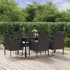vidaXL Set da Pranzo da Giardino 7 pz Nero con Cuscini in Polyrattan
