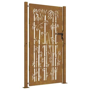 vidaXL Cancello da giardino 100x200 cm in acciaio corten e design in bamb&ugrave;