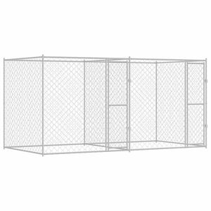vidaXL Gabbia per cani Argento 400 x 200 x 200 cm Acciaio zincato