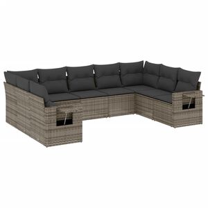 vidaXL Set Divano da Giardino 9 pz con Cuscini Grigio in Polyrattan