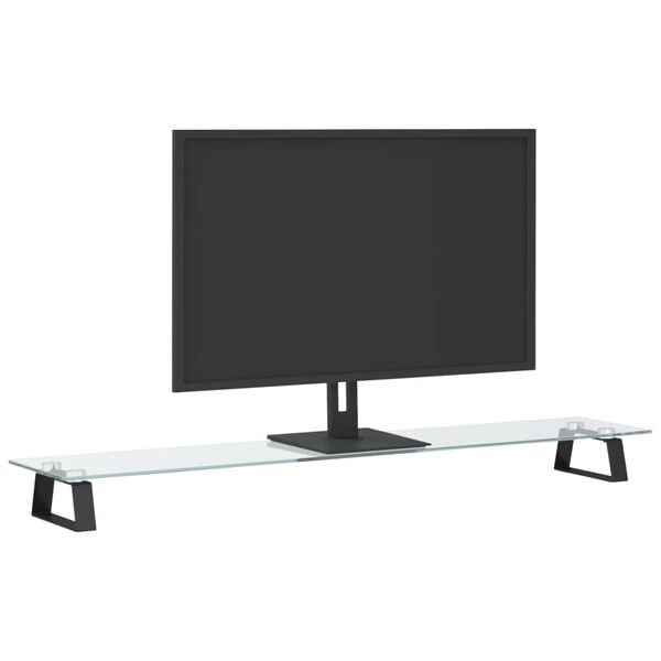 vidaXL Supporto per Monitor Nero 100x20x8cm Vetro Temperato e Metallo
