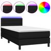 vidaXL Letto a Molle con Materasso e LED Nero 90x190 cm in Tessuto
