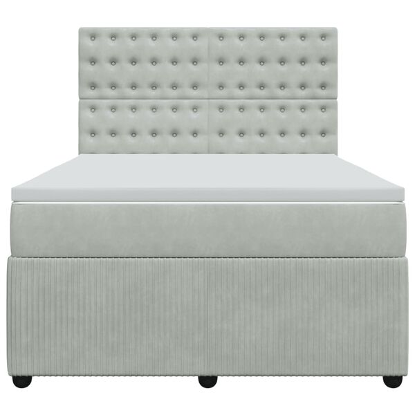 vidaXL Giroletto a Molle con Materasso Grigio Chiaro 160x200cm Velluto