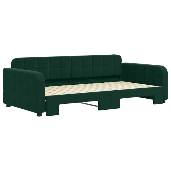 vidaXL Divano Letto con Letto Estraibile Verde Scuro 100x200cm Velluto