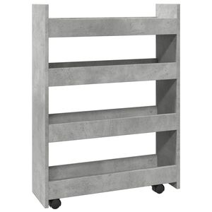 vidaXL Carrello Stretto a 4 Livelli Grigio Cemento in Truciolato