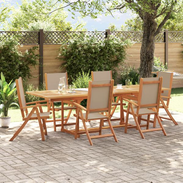 vidaXL Set Pranzo da Giardino 7pz Legno Massello di Acacia e Textilene