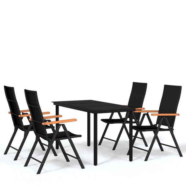 vidaXL Set da Pranzo da Giardino 5 pz Nero