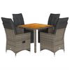 vidaXL Set Bistr&ograve; da Giardino 5 pz con Cuscini in Polyrattan Grigio