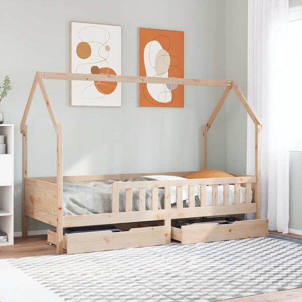 vidaXL Giroletto per Bambini con Cassetti 90x190cm Legno Massello Pino