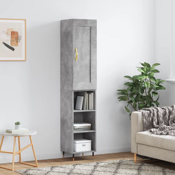 vidaXL Credenza Grigio Cemento 34,5x34x180 cm in Legno Multistrato
