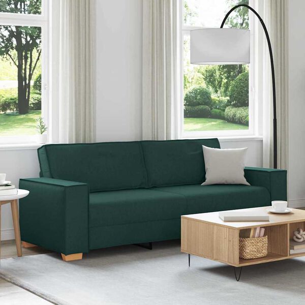 vidaXL Divano Verde Scuro 220 x 78 x 84 cm Tessuto