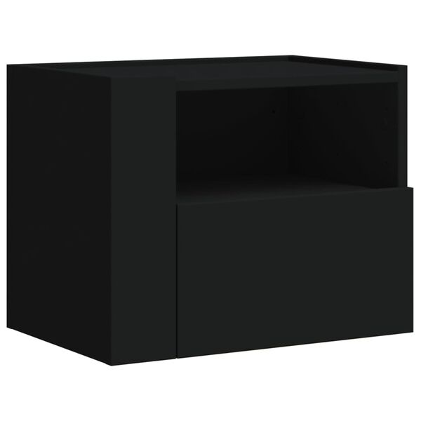 vidaXL Comodino a Muro Nero 45x30x35 cm