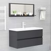 vidaXL Specchio da Bagno Grigio 90x10,5x37 cm in Legno Multistrato