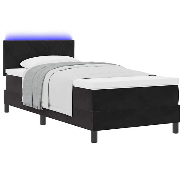 vidaXL Letto a Sorgente LED con materasso Nero 90 x 190 cm Velluto
