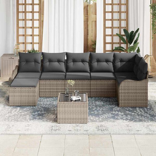 vidaXL Set Divano da Giardino 8 pcs Grigio polyrattan