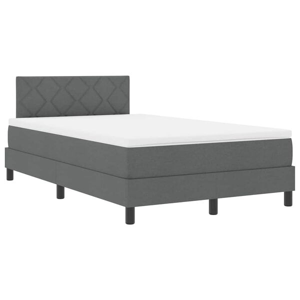 vidaXL Letto a molle con materasso Grigio scuro 120 x 200 cm Tessuto