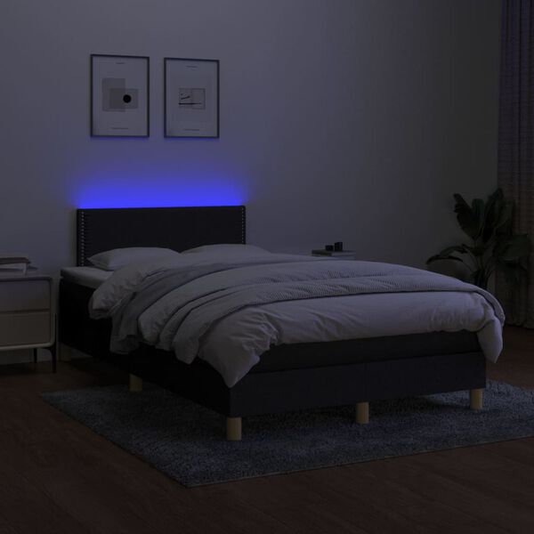 vidaXL Letto a Molle con Materasso e LED Nero 120x200cm in Tessuto