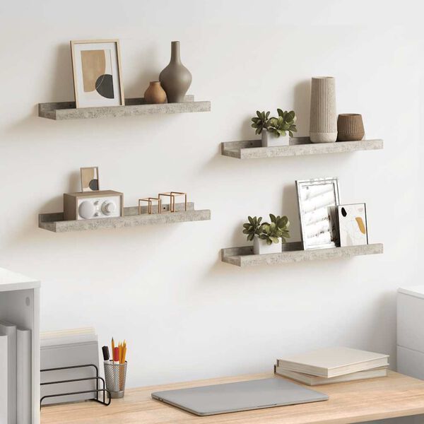 vidaXL Mensole da Parete 4 pz Grigio Cemento 40x9x3 cm