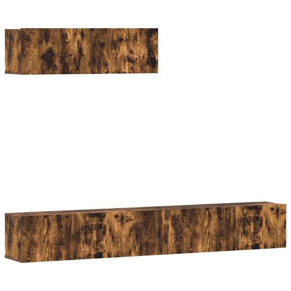 vidaXL Set Mobili Porta TV 3 pz Rovere Fumo in Legno Multistrato