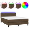 vidaXL Letto a Molle Materasso e LED MarroneScuro 140x190cm in Tessuto