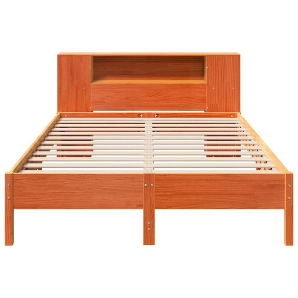 vidaXL Letto Libreria senza Materasso Marrone Cera 135x190 cm in Pino