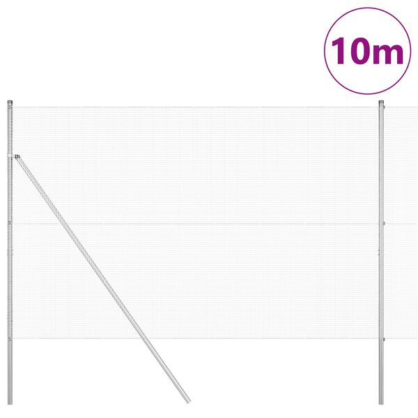 vidaXL Recinzione con pali. Argento 1.6 x 10 m Acciaio
