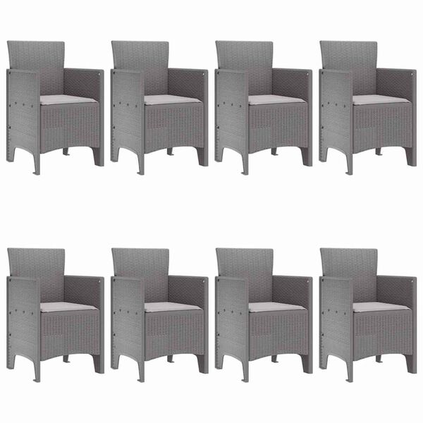 vidaXL Set da Pranzo per Giardino 9 pcs Grigio chiaro Rattan Polt