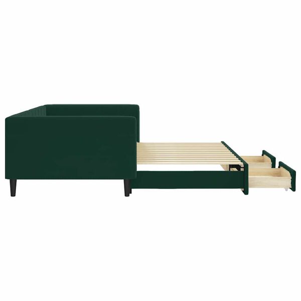 vidaXL Divano Letto Estraibile Cassetti Verde Scuro 100x200cm Velluto