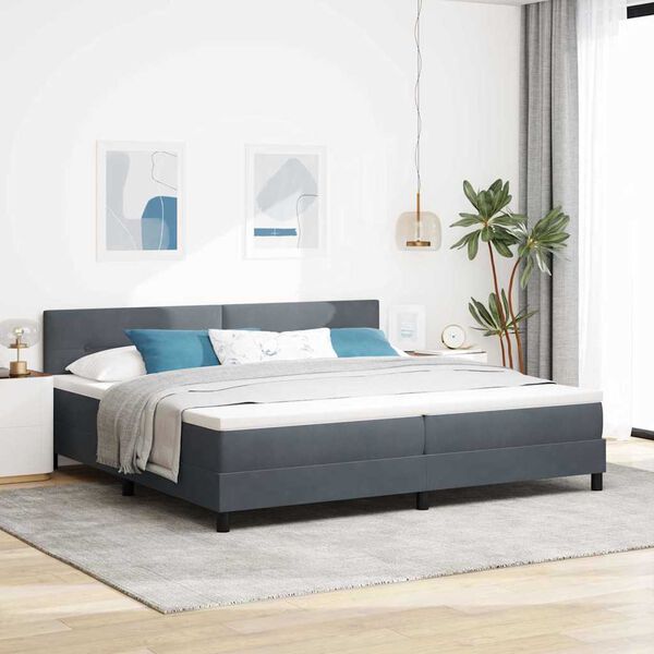 vidaXL Letto a molle con materasso Grigio scuro 200 x 200 cm Velluto