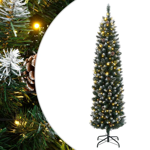 vidaXL Albero di Natale Artificiale Sottile con 300 LED 180 cm