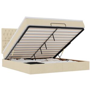 vidaXL Struttura Letto Pouf con Materasso Crema 160x200 cm in Tessuto