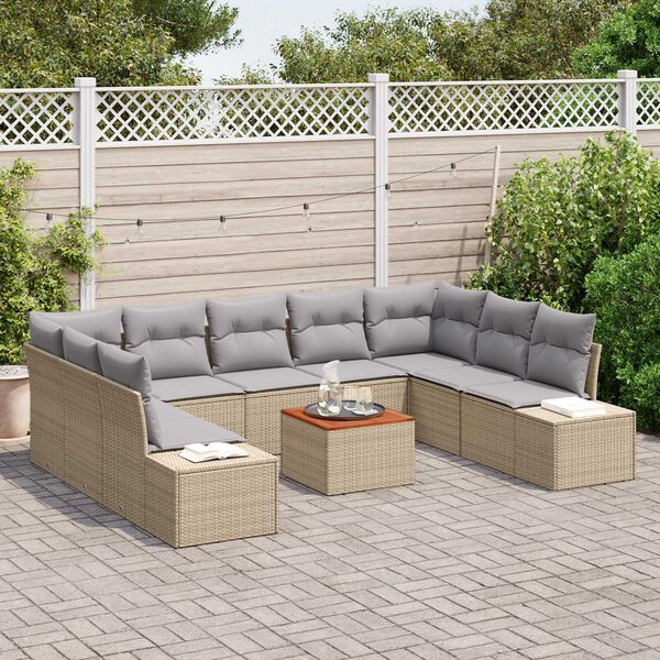 vidaXL Set Divano da Giardino 10 pcs beige e grigio chiaro